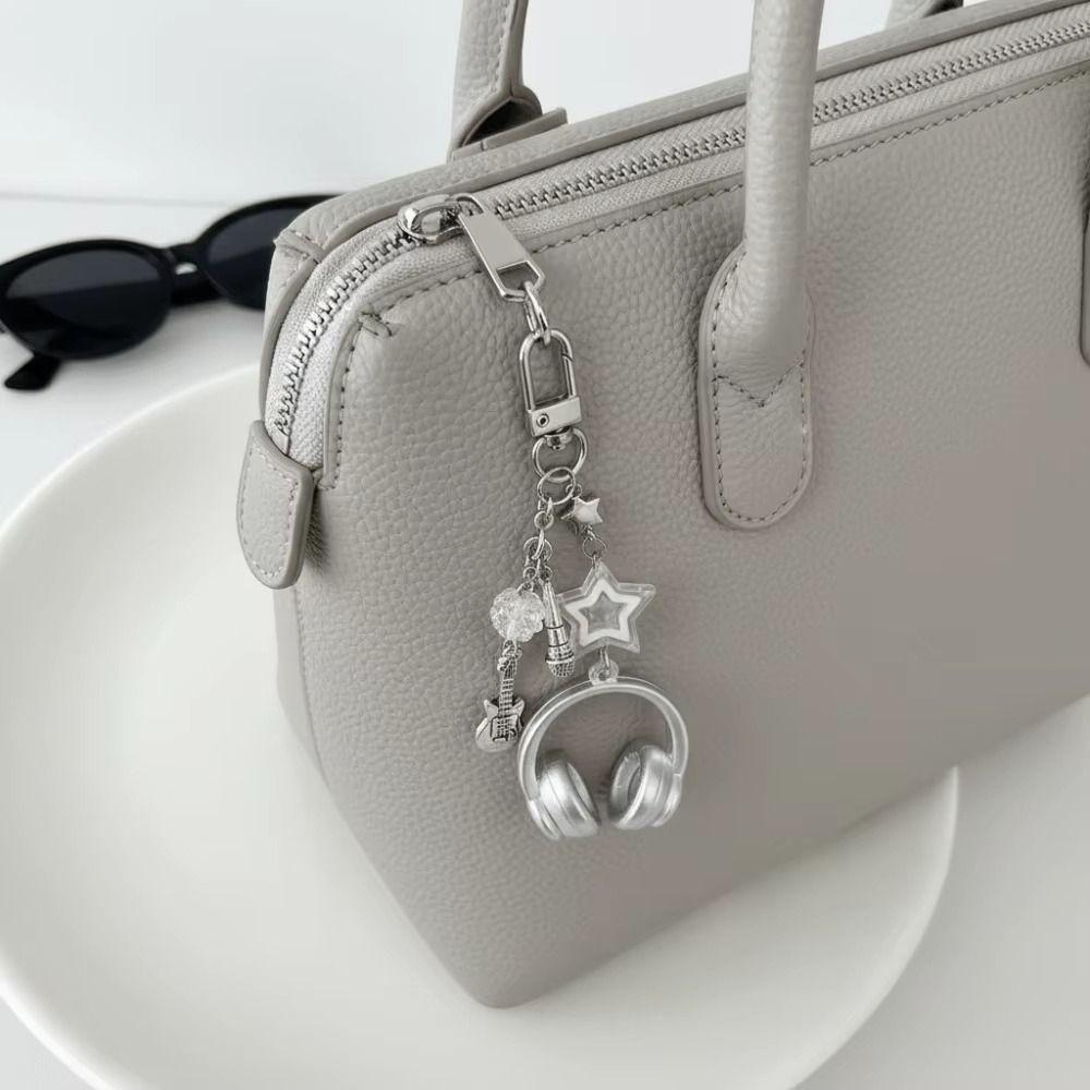 Bags Decoration Earphone-shaped Keychain Glitter Microphone Pendant  Backpack Charms