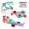 Qbi Радуга ПЛЮС (Создатель) Магнитные строительные блоки с 21 деталью, 3 машинками и карточкой-заданием (От 3 лет и старше)