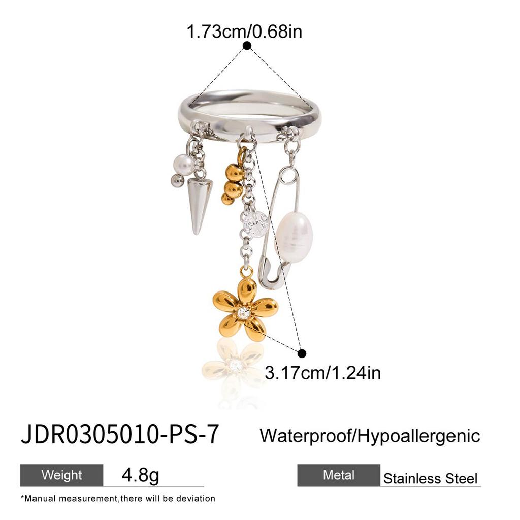 Youthway Стиль Y2K Подвеска Цветок из Пресноводного Жемчуга Кольцо с Кисточкой Для Женщин Нержавеющая Сталь Покрытие Золотого Цвета Модный Аксессуар