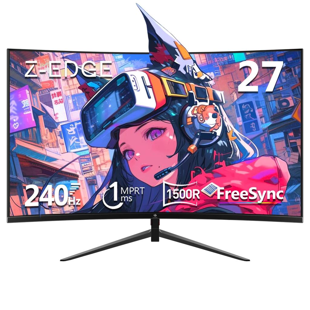 Z Curved Gaming Monitor 240Hz 1ms Curved 1920x1080 Frameless LED Display AMD Freesync Premium DP Port HDMI Port Speaker Z-Edge 27" 169 Monitor,