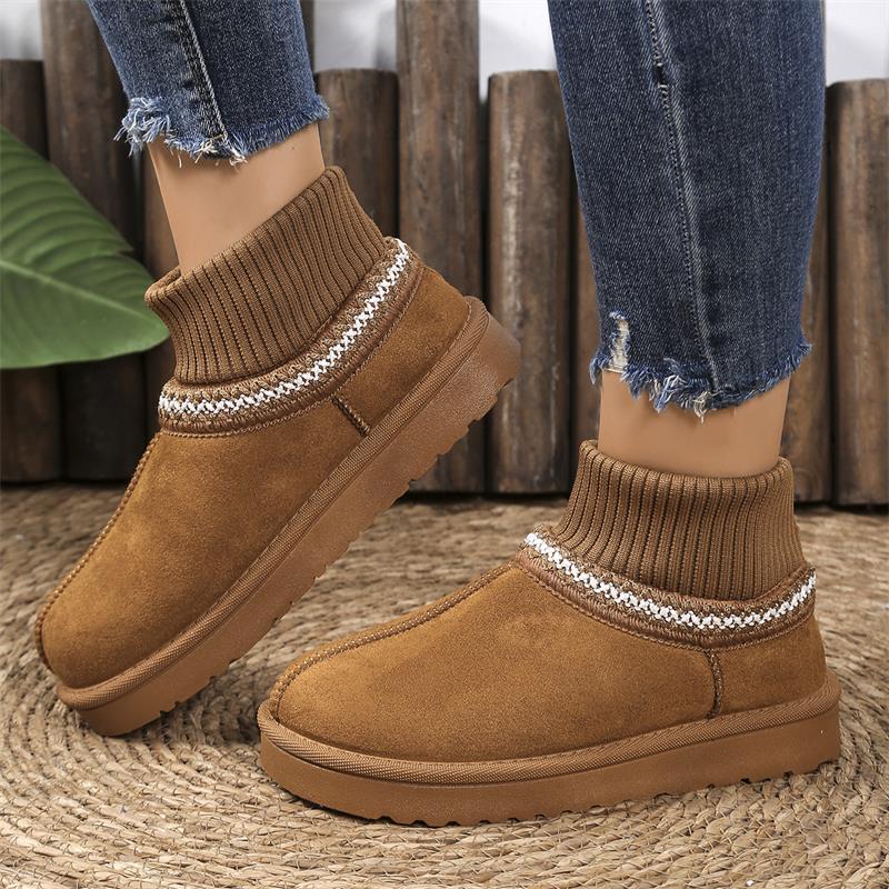 Fashion 2026 Winter New Fashion Round Toe Elegant Women Snow Boots Flat Soft Students Plus Velvet Warm Ankle Boots Women's Fur Boots