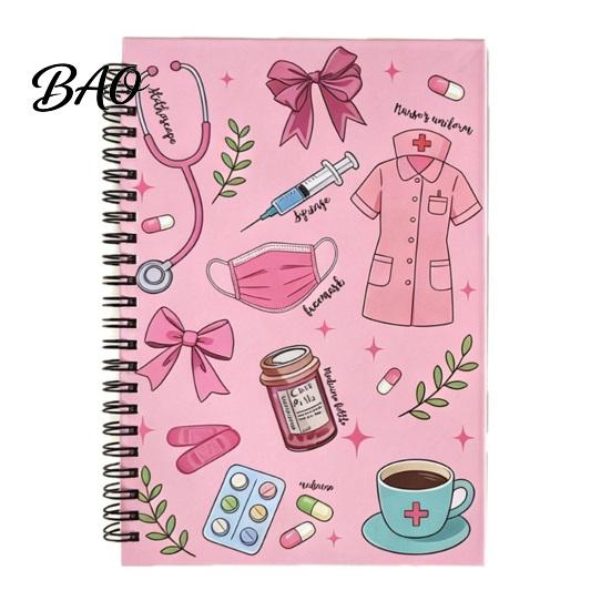 Nursing Graduation Gift Medical Themed Coil Notebook, Double Cover Design Thick Ink-proof Paper Diary Notepad, Spiral Bound Journal for Students