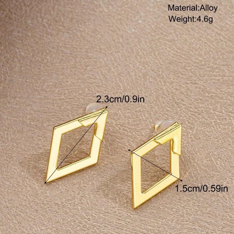 Европейские и американские креативные простые геометрические серьги в виде ромба с прорезями, двухслойные серьги высокого класса, подчеркивающие женственность