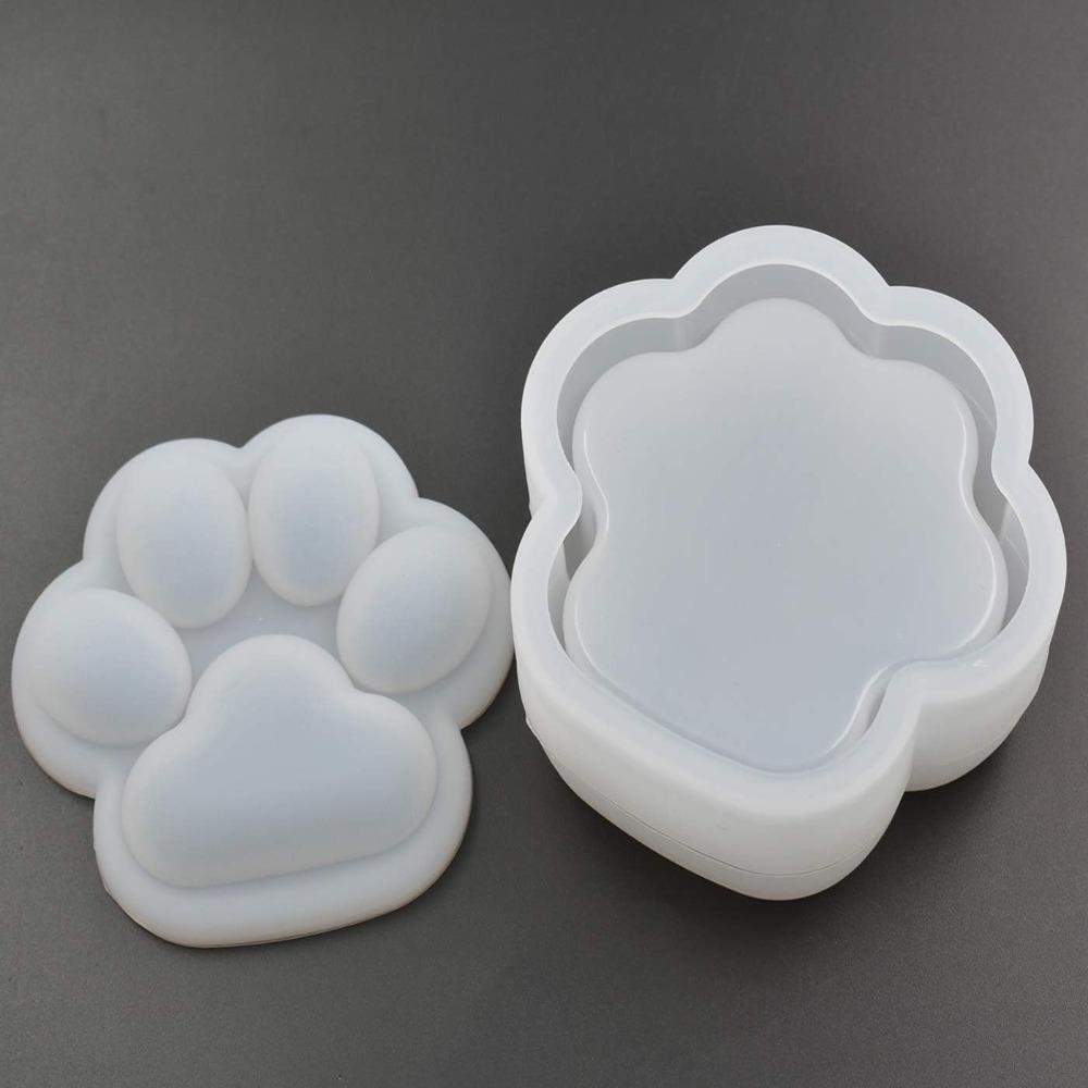 Silicone Cat Paw Shape Box Mold  Cat Claw Jar Mold with Lid Handmade Epoxy Mould  DIY