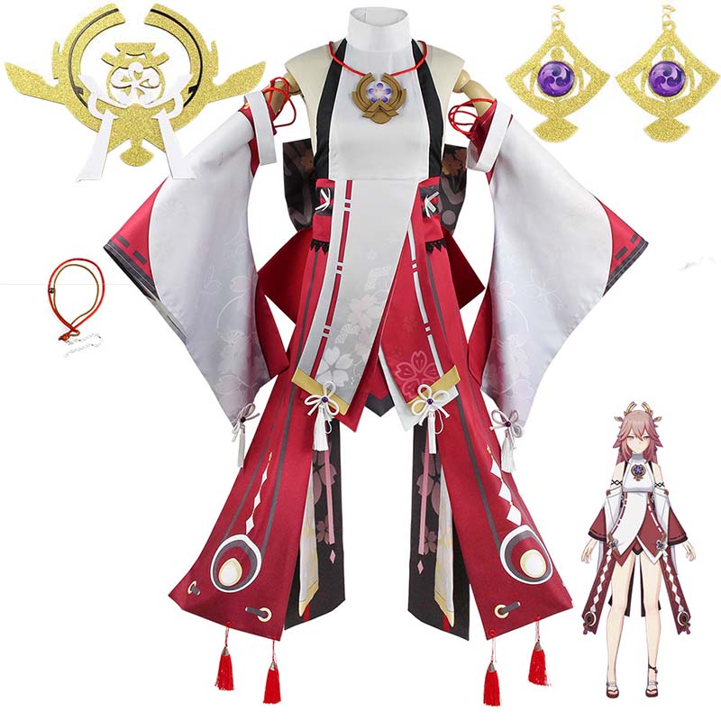 Костюм для косплея Yae Miko Guuji Yae, необычные наряды, полный комплект Guuji, платье Guuji Yae, головной убор, игровой костюм