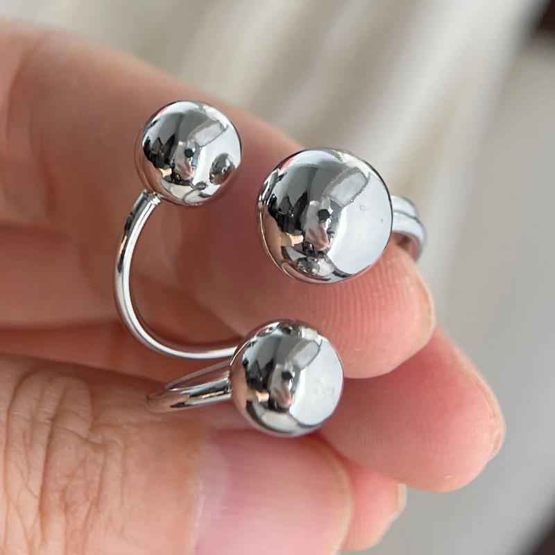 Кольца для женщин, парные, минималистичные, ручной работы, простые, кольцо с тремя шариками, изящные ювелирные изделия, подарок, предотвращают аллергию