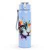 1PC Half Color Half Real Cat Mixed Media Art 750ml Color Plastic Sports Water Bottle Leakproof Flip Straw Lid Suitable for Sports Office Home Use