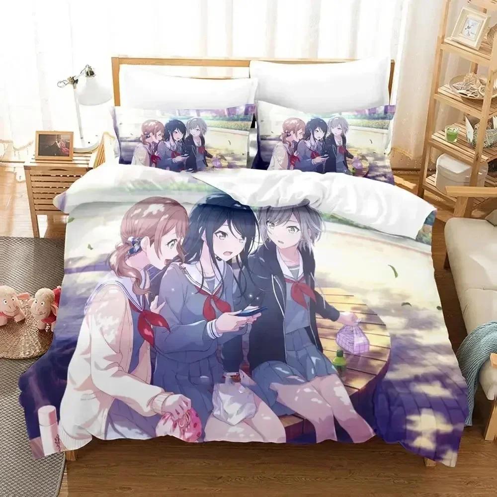 Comforter Anime Hoshino Ichika Project Sekai Bedding Set Printed Bed Set With Soft Queen King Size Bedclothes Home