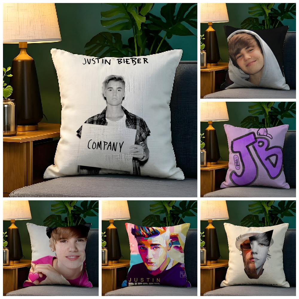 Singer Music PCJustin BieberS Pillow Case Natural Linen Pillow Case DoubleSided Decor Sofa Pillowcase Home Decor