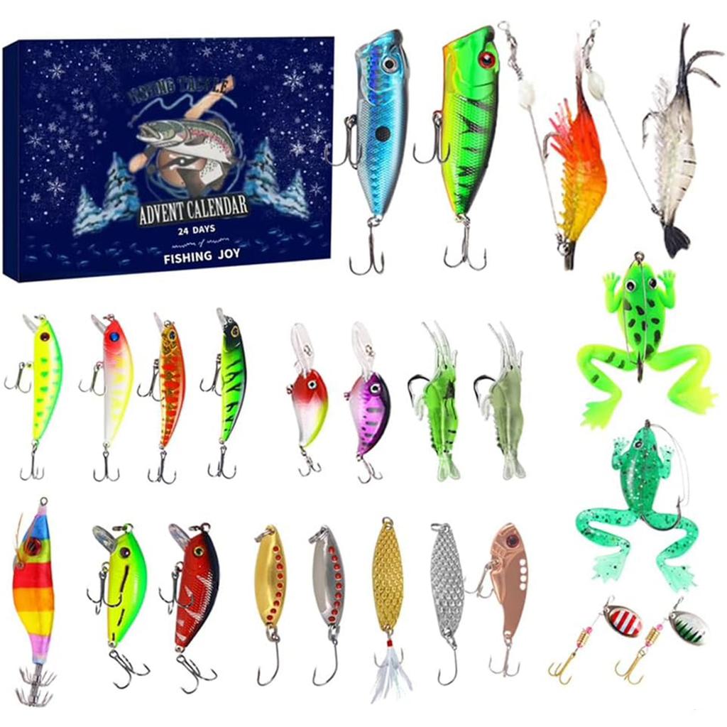 2025 Fishing Advent Calendar Christmas Countdown Calendar 24 Days Fishing Lures Set Xmas Birthday Gifts for Fisher Men Teen Boys