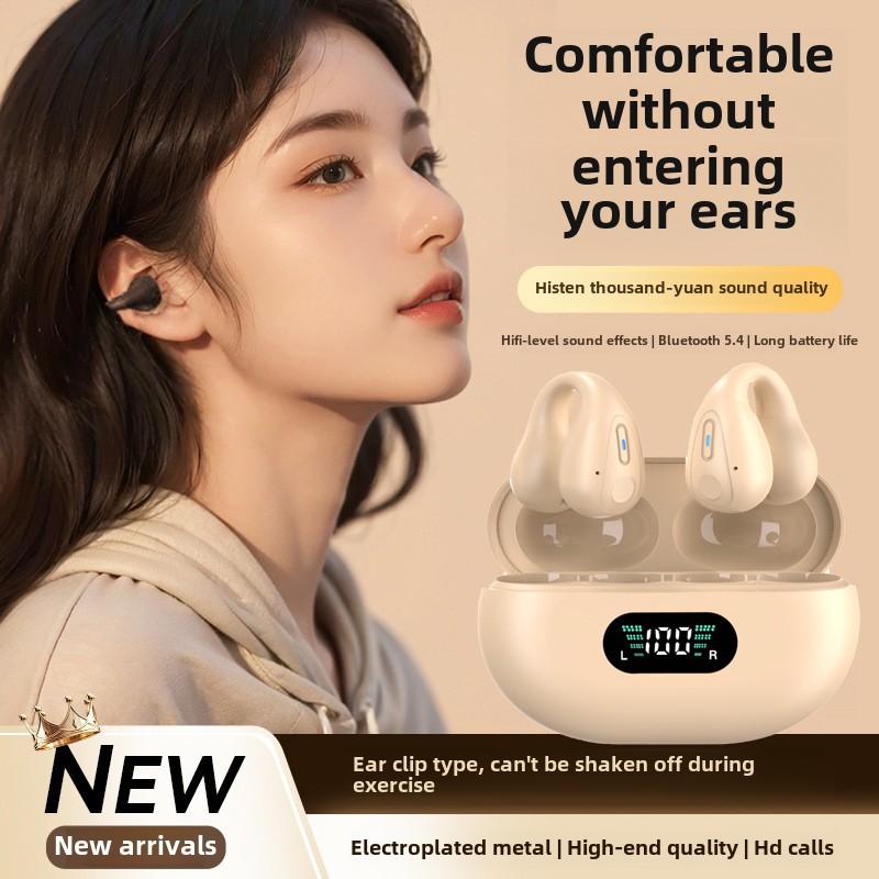 The New Bluetooth Headset High Power Ear Clip Wireless Motion Does Not Enter The Ear Air Conduction Painless Super Long Lasting