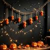 Wall Ornament for Home 78 Inch Halloween Hanging Spider Banner, Mini Black Orange Plush Window Sign Pom Garland Party, Fireplace, Decor Decoration