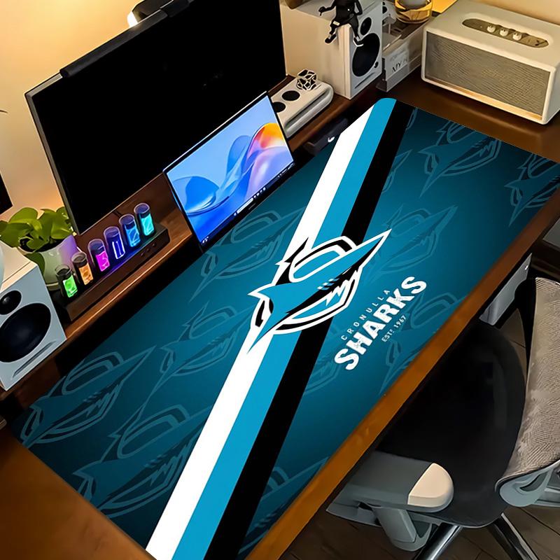 Коврик для мыши Cronulla Sharks Цветной Большой Игровой Коврик для стола Нескользящий для Ноутбука Планшета Большой Коврик для мыши XXL Коврик Мини-ПК Игровой коврик С заблокированным краем