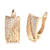Hot Smooth Square Pattered Earrings For Women 585 Rose Gold Natural Zircon Stud Earrings Ethnic Bride Wedding Jewelry