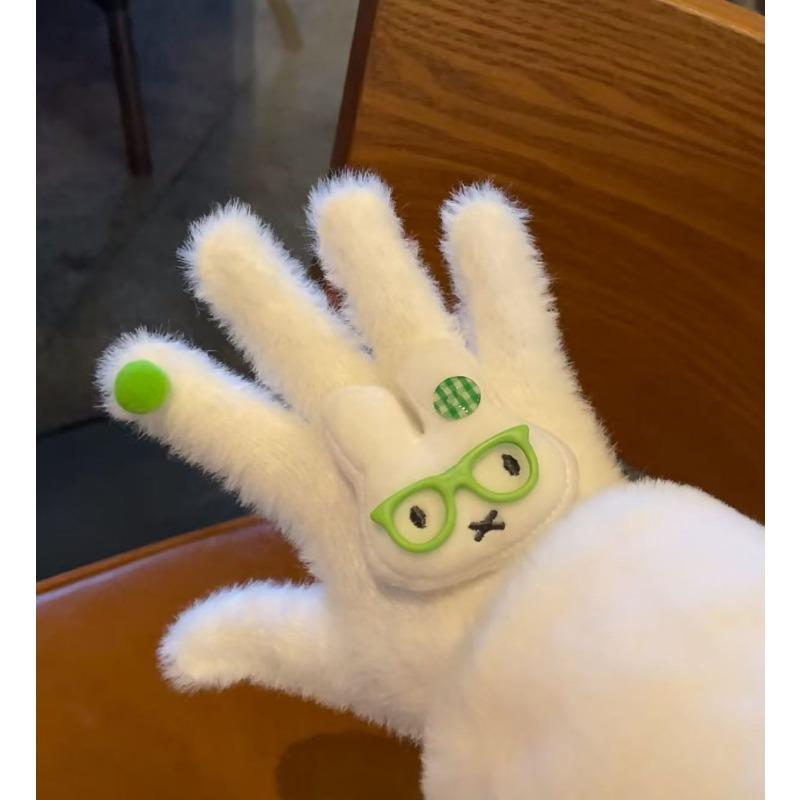 Высококачественные перчатки в виде кролика Миффи, полностью плюшевые, ветрозащитные, холодостойкие, теплые, полностью закрывающие пальцы