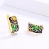 National Style Retro Enamel Ring Earrings Set Gold Plated Classical Temperament Female Jewelry