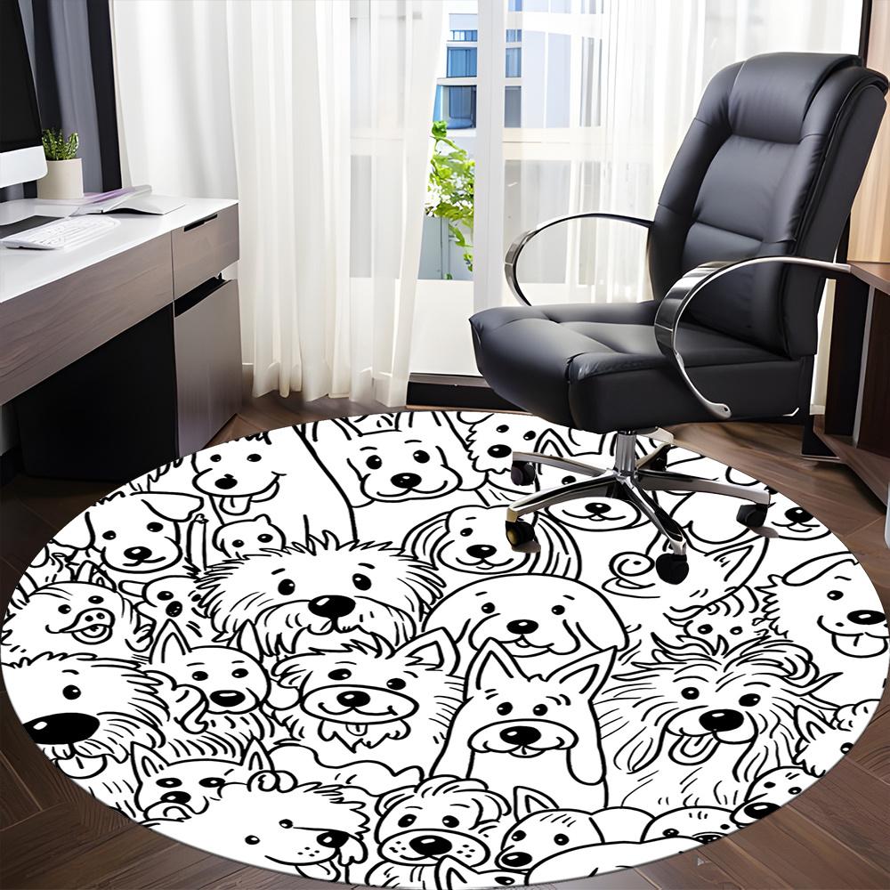 1pc Puppies Dogs Office Round Area Rug, Indoor Mat Suitable ForOffice, Under Office Chairs Bedroom Living Room Home Decor, Room Decot183