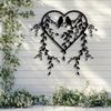 1pc Elegant Bird And Ivy Metal Wall Art - Black Heart Shaped Branch Decor, Suitable For Bedroom, Indoor Outdoor Courtyard