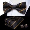 Hi-Tie Серый Клетчатый Жаккардовый Шелковый Готовый Мужской Галстук-Бабочка Набор Платка и Запонок Бабочка Галстук-Бабочка для Мужчины Свадьба Деловая Вечеринка