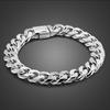 Men Genuine 100% 925 Sterling Silver Bracelets Curb Cuban Chain 10 MM 7-10 Inch Italy Silver Bracelets Punk Fine Jewelry Gift