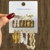 6Pairs Korean Fashion Gold Color Metal Twist Hoop Earrings Set for Women Jewelry Simple Circle Geometric Drop Dangle Earrings