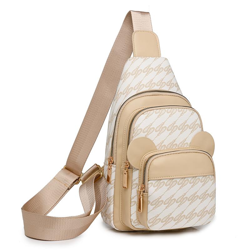 Print Chest Bag Women's Shoulder Bag Multi-Functional Soft Leather Crossbody Bag