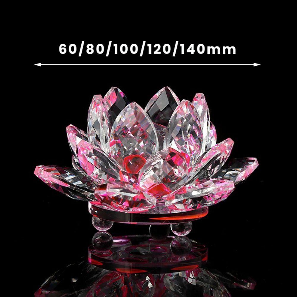 60-140mm Crystal Lotus Flower Figurine Multi-Color Lotus Flower Craft  Home&Office