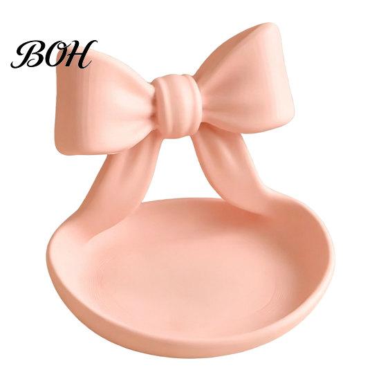 Jewelry Storage Dish 3D Printed Bow Organizer Tray, Decorative Ribbon Ring Holder for Tray Rings Earrings Necklace, Vanity Dresser, Desk, Decor