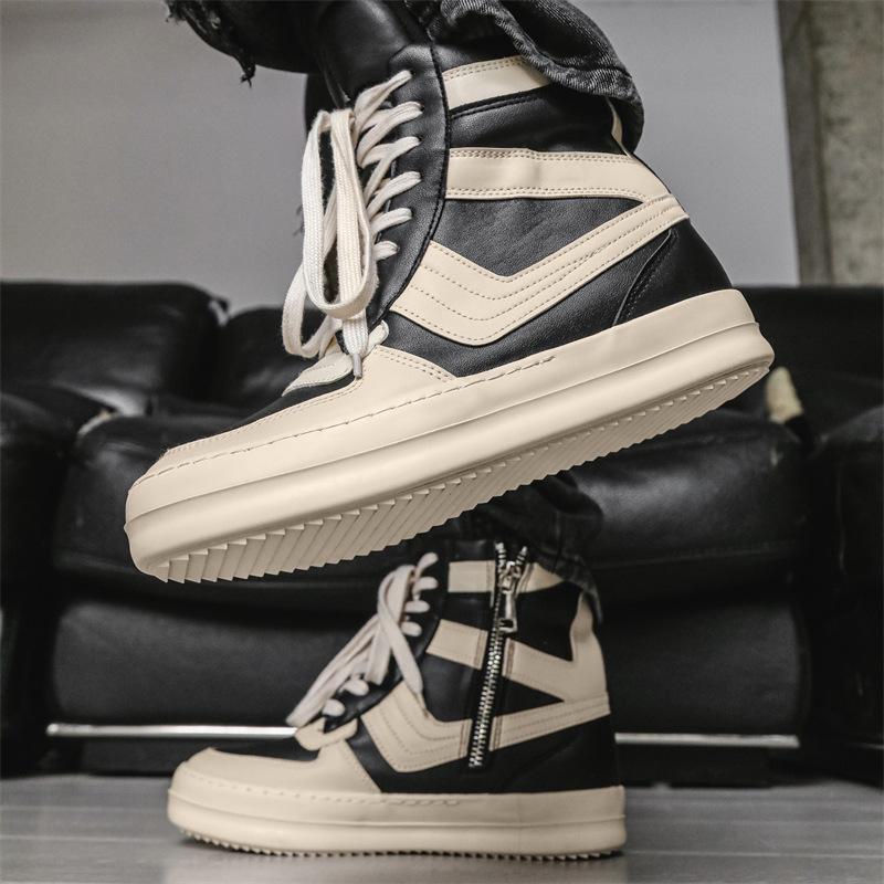 Men's High-Top Trendy Fashion Sneakers - Autumn European and American Style Thick-Soled Heightening Short Boots