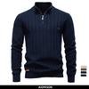 AIOPESON Luxury Striped Pullover Men Old Money Style Cotton Knitwear Thick Warm Zipper Winter Social Sweater Male