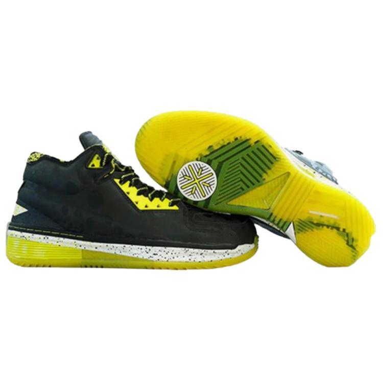 Li Ning WOW 2 All Star Devilfish Cushioning Slip Resistant Mid top Basketball Shoes Mens Black Yellow White ABAH017-10