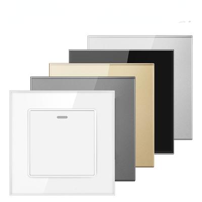 Выключатель света, 1 группа, 1/2 направления, 16 А, 250 В, панель из огнестойкого материала, белый/черный/золотой/серый/серебристый, 86*86 мм, кулисный переключатель