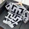 Spring and Autumn Geometric Pattern Base Shirt for Men, Slim Fit Casual Short Sleeve Knit Top