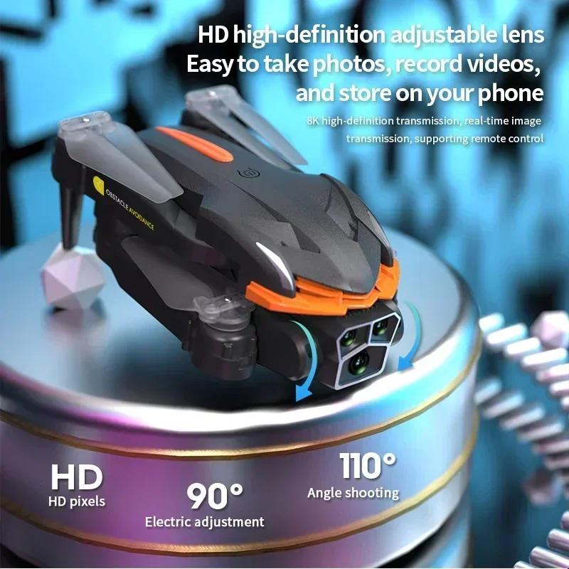 New AE4 Pro Drone Foldable Colorful lights 8K Professinal Triple HD Camera Optical Flow Positioning Avoidance Drone
