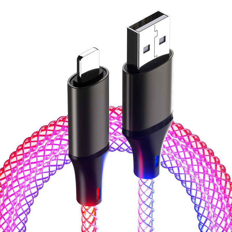 Трансграничный RGB-кабель с градиентной зарядкой PD для устройств Huawei и Apple
