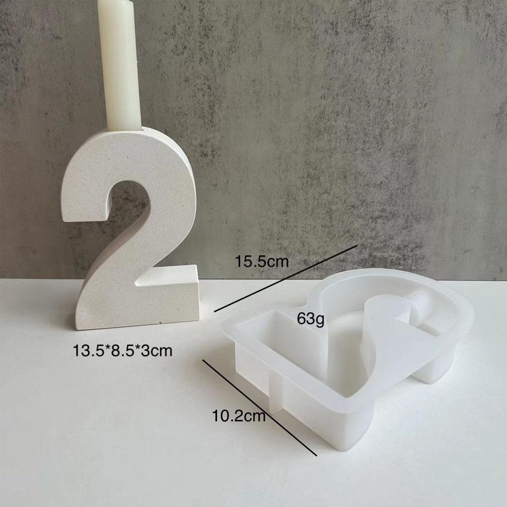 3D Number Candle Holder Silicone Mold DIY Handmade Candlestick Plaster Epoxy Resin Concrete Casting Molds Home Desktop Decor