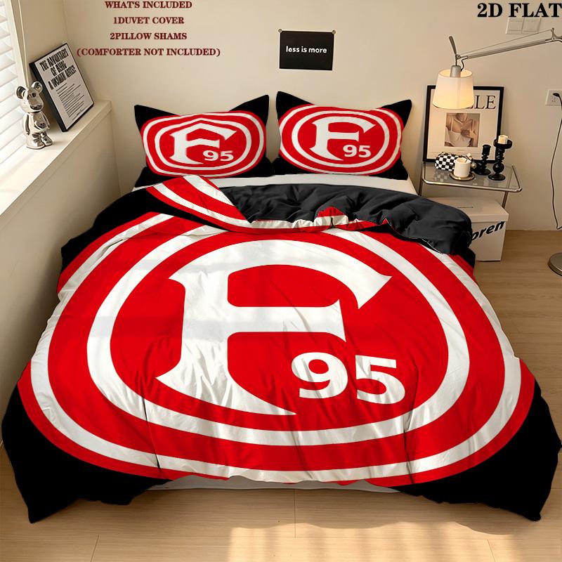 Frankfurt Football Pattern Bedding Quilt Set Quilt Cover Pillowcase Home Birthday Gift(1 * duvet cover + 2 * pillowcase, without core)