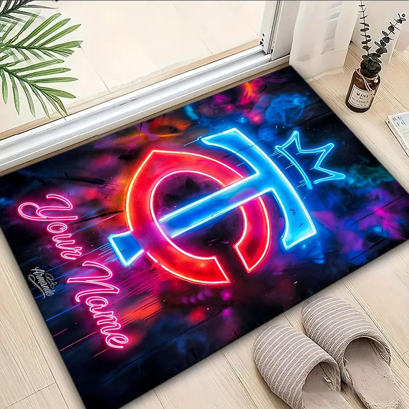 Custom Name Rug Neon Lights Minnesota Area Rug Suitable for Indoor And Outdoor,Carpets for Homes, Offices,Living Rooms,Home Decor,Christmas Gift