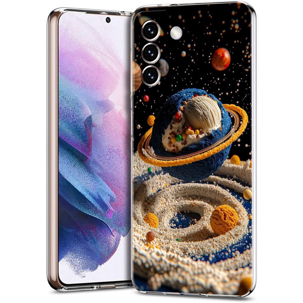Прозрачный чехол-бампер для телефона Samsung Galaxy S25 S24 S23 S22 S20 S21 FE Ultra S24 S23 S10 S10E Plus 5G с рисунком мультяшной планеты
