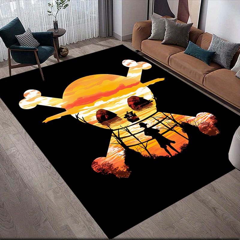 One Piece Dark Style Square Area Rug, Non-Slip Floor Mat for Home Office, Perfect Gift for Fans.chl