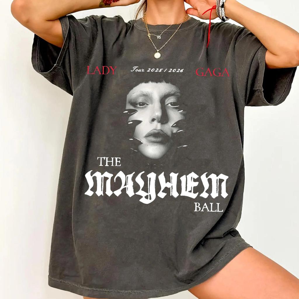 Comfort Colors Леди Гага Футболка с датой тура The Mayhem Ball Женская одежда Харадзюку