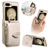 Protective Dual Layer Bumper Phone Wallet Case for Samsung Galaxy Z Flip 6 Cases with Card Holder Built-In Mirror Zipper Purse
