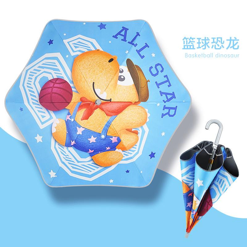 Child Safety Rounded-corner Umbrellas for Primary School Students Anti-poke Umbrellas Roller Vinyl Sunshade Long-handled Umbrellas