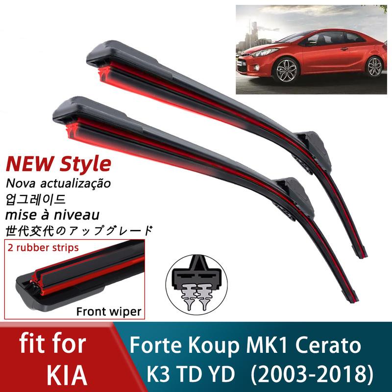 Двойные резиновые автомобильные дворники для KIA Forte Koup MK1 Cerato K3 TD YD Передние лезвия Щетки Резак Аксессуары Детали дворников лобового стекла