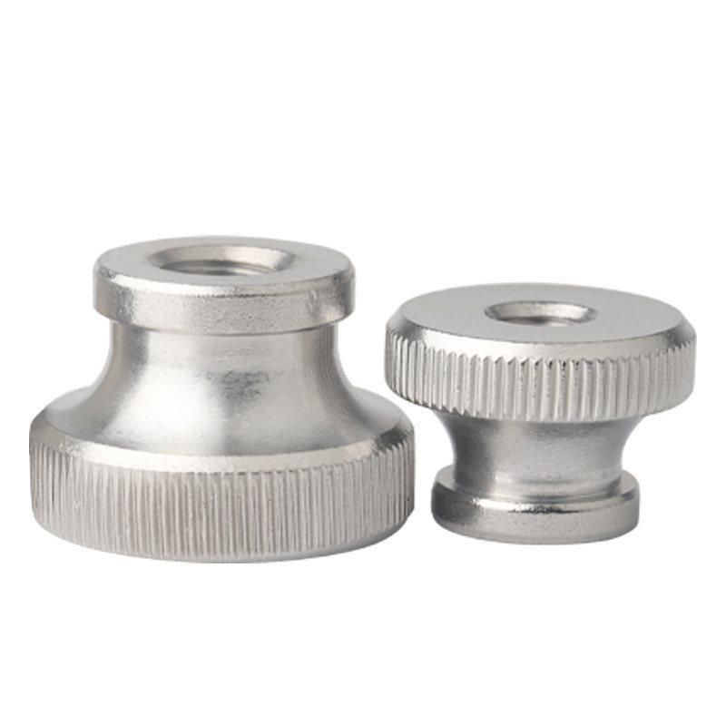 304 Stainless Steel Knurled High Head Nut, Hand-Tightened Adjustment, Step Blind Hole, M4/M5/M6/M8