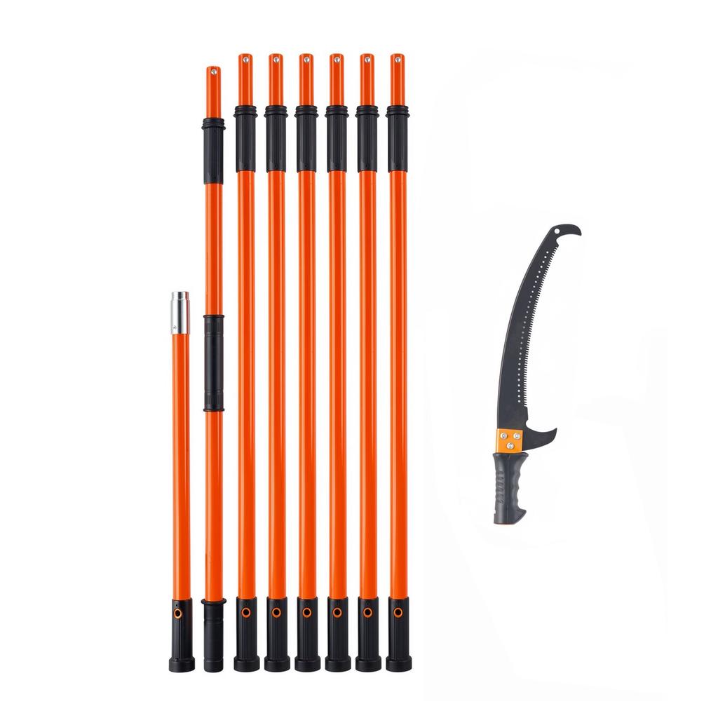 Manual Pole Saw, 7.3-27 ft Extendable Tree Pruner, Sharp Steel Blade High Branches Trimming, Manual Branch Trimmer with Lightweight 8 Fiberglass