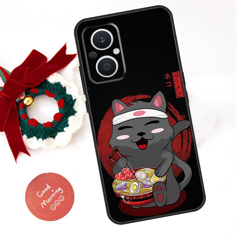 Кот Рамен Японское Искусство Чехол Для OPPO Reno 8 Lite 10 11 12 13 14 Pro 11F 12F 13F 14F OPPO Find X8 X5 X6 X9 Pro Чехол