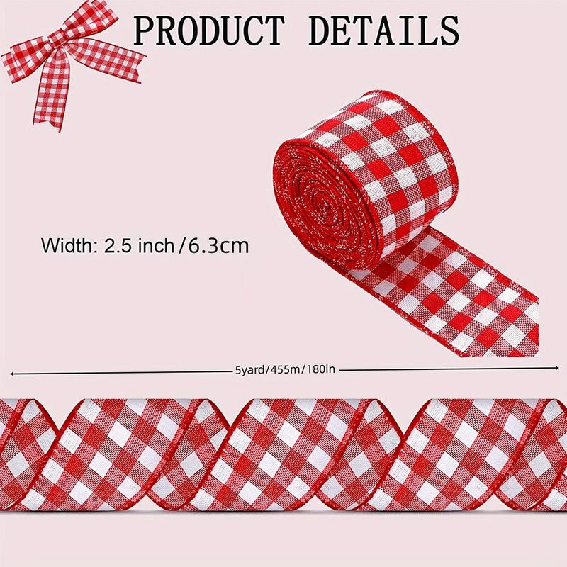 Christmas Ribbon Wired | 3 Rolls Burlap Ribbon for Christmas Trees | Christmas Tree Strip Ribbons for Christmas 5 Yards Per Roll