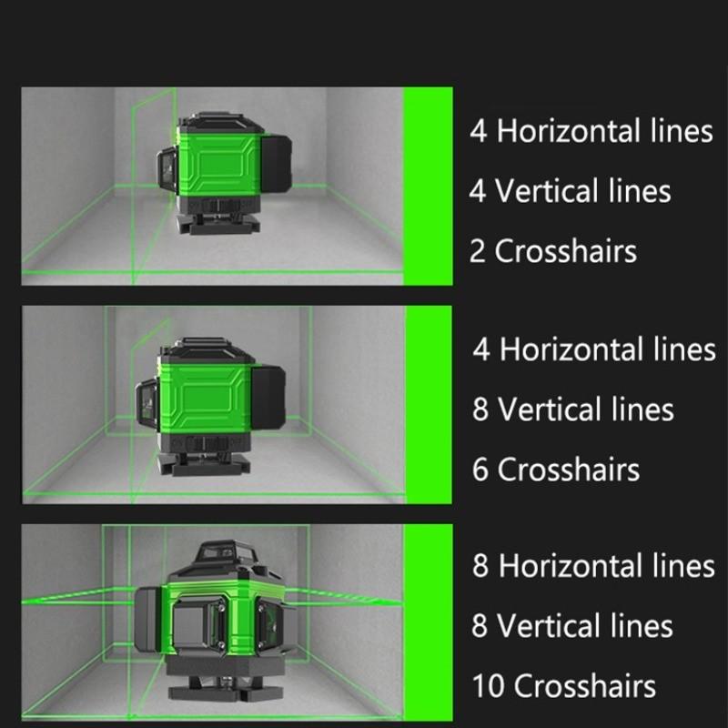 Профессиональный лазерный уровень с зелеными линиями для помещений/улицы 8/12/16 линий Высокоточный автоматический самовыравнивающийся измерительный инструмент