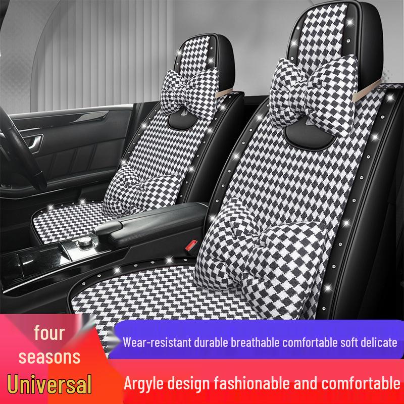 XMS Diamond Pattern 9D Car Seat Cushion, All-Season High-End Fabric, New Model Seat Cover